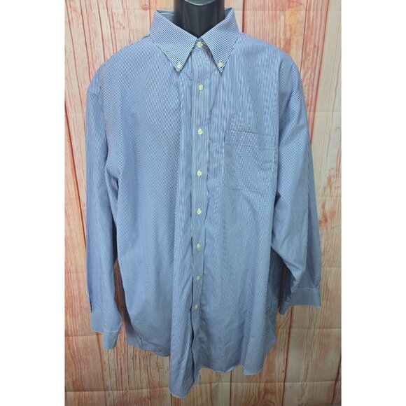 Brooks Brothers Mens Supima Cotton Shirt 19-36 Regular Fit Non-Iron Blue Striped - Picture 1 of 6